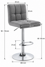 Tabouret de Bar Tissu Gris Capitonné – Zavano