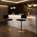 Tabouret de Bar Velours Noir & Doré – Aurelio