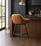 Tabouret de Bar Tissu Sherpa & Bois – Sorelio