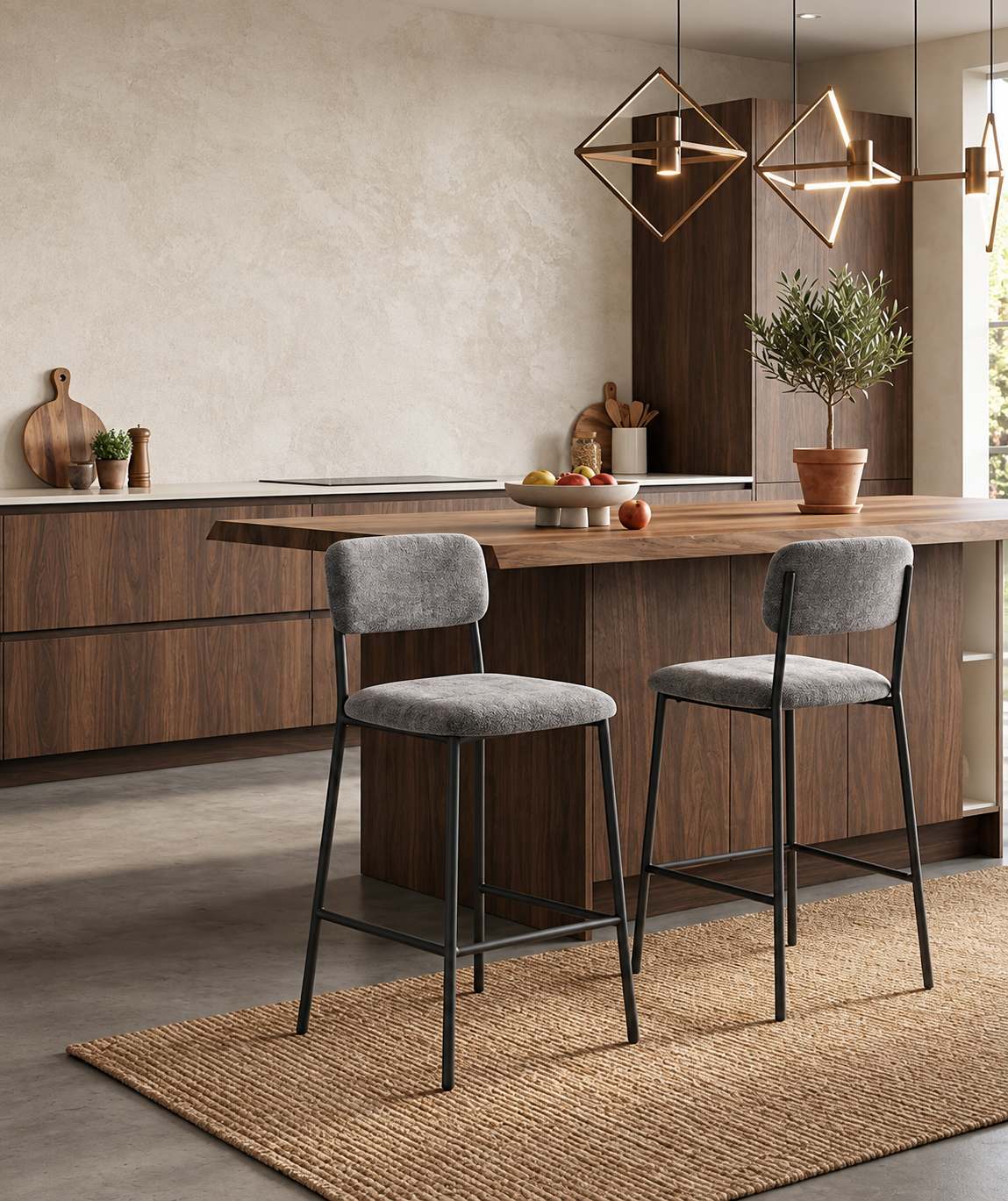 Tabouret de Bar Tissu Chenille Gris – Tavira