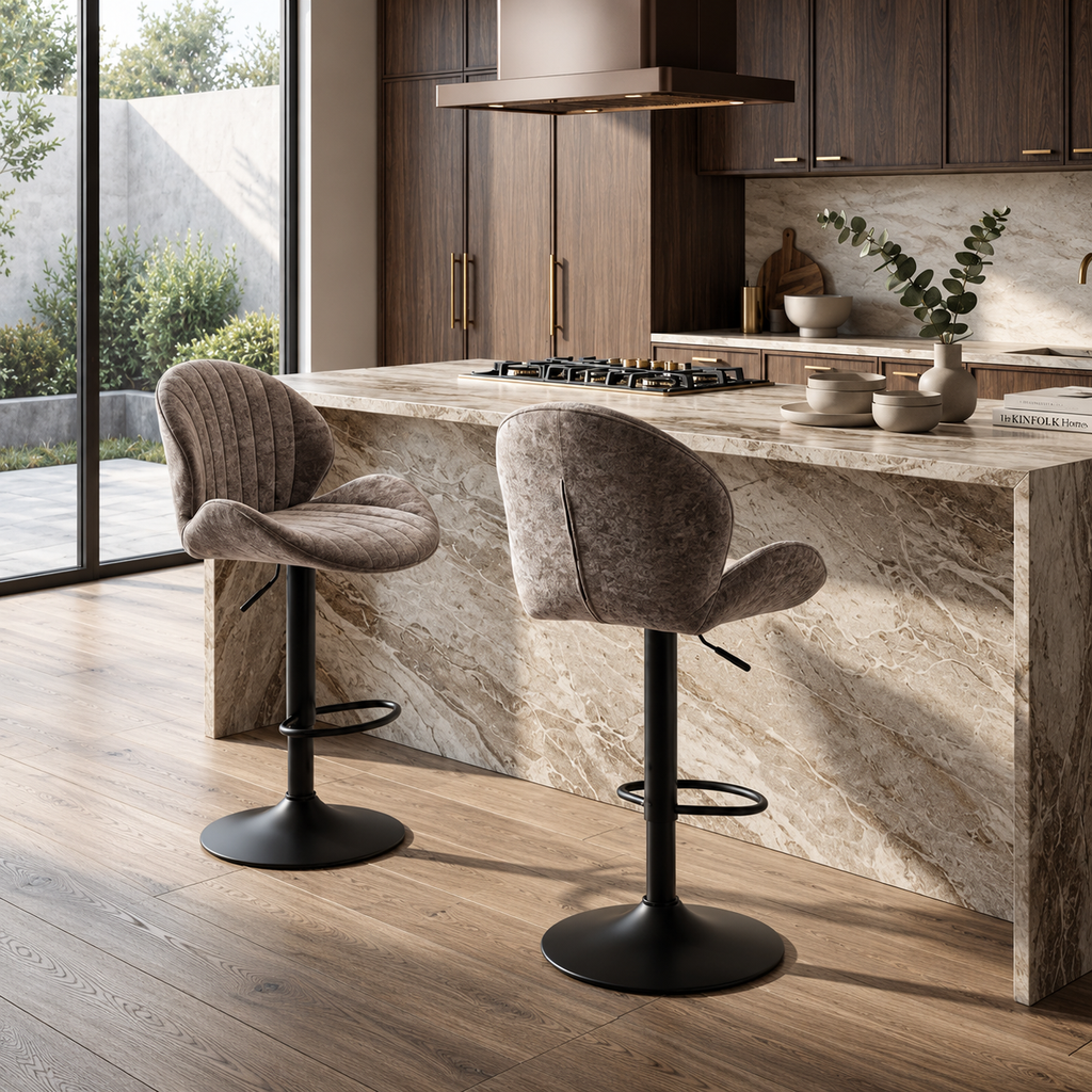 Tabouret de Bar Tissu Taupe – Livia