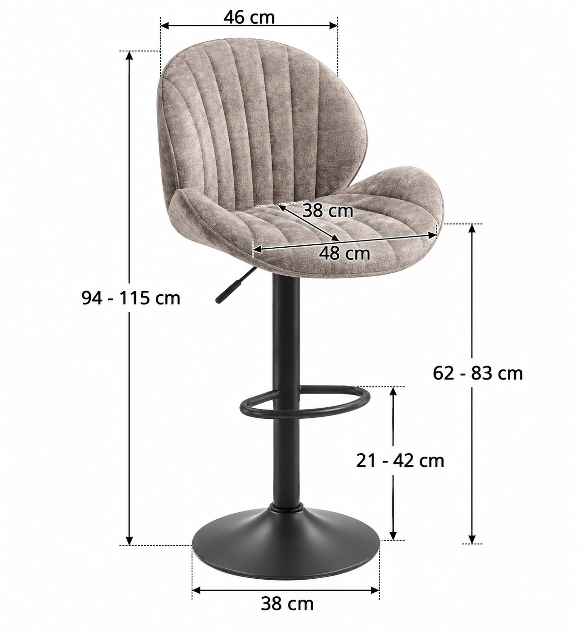 Tabouret de Bar Tissu Taupe – Livia