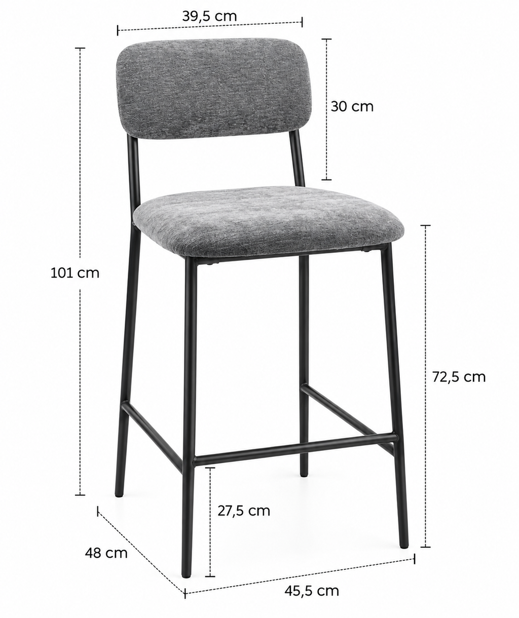 Tabouret de Bar Tissu Chenille Gris – Tavira