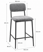 Tabouret de Bar Tissu Chenille Gris – Tavira