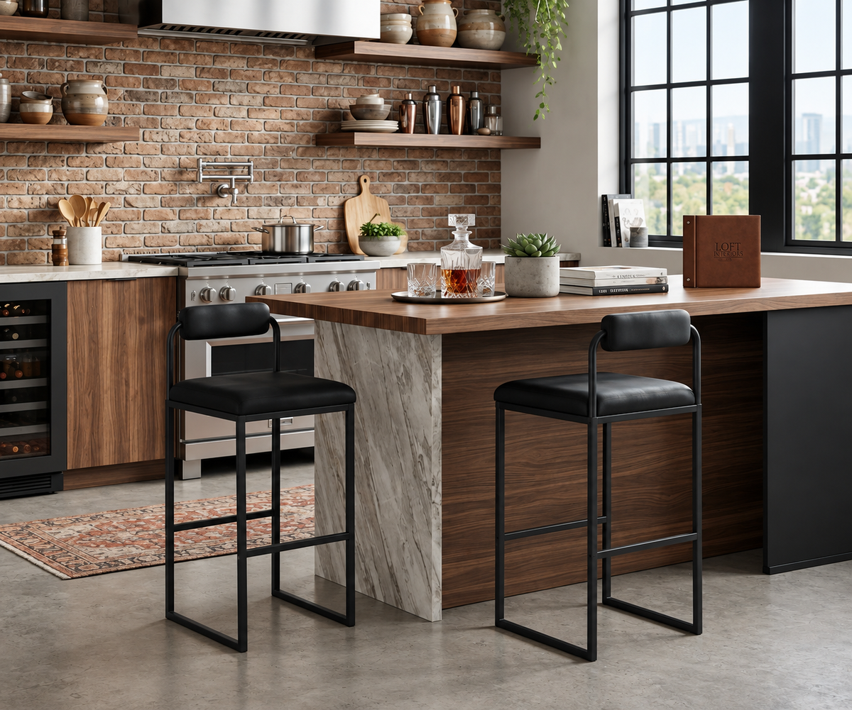 Tabouret de Bar Tissu Noir – Rovello