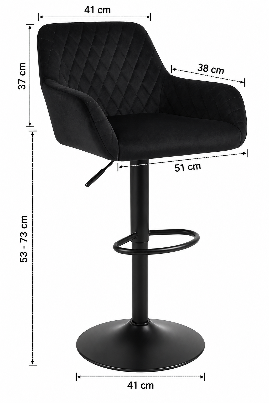 Tabouret de Bar Velours Noir – Marzio