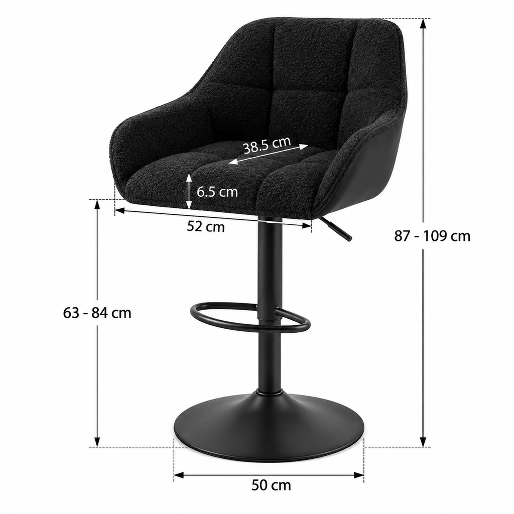 Tabouret de Bar Tissu Chenille Noir – Valerio