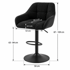Tabouret de Bar Tissu Chenille Noir – Valerio