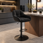 Tabouret de Bar Tissu Chenille Noir – Valerio