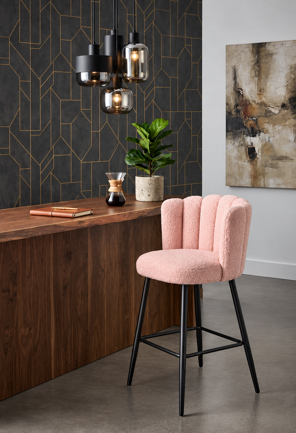Tabouret de Bar Bouclette Rose – Elvoria