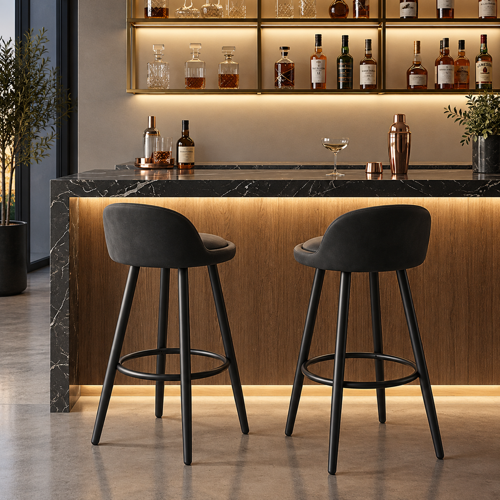 Tabouret de Bar Velours Gris – Norvello