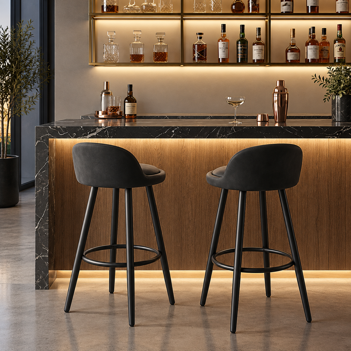 Tabouret de Bar Velours Gris – Norvello