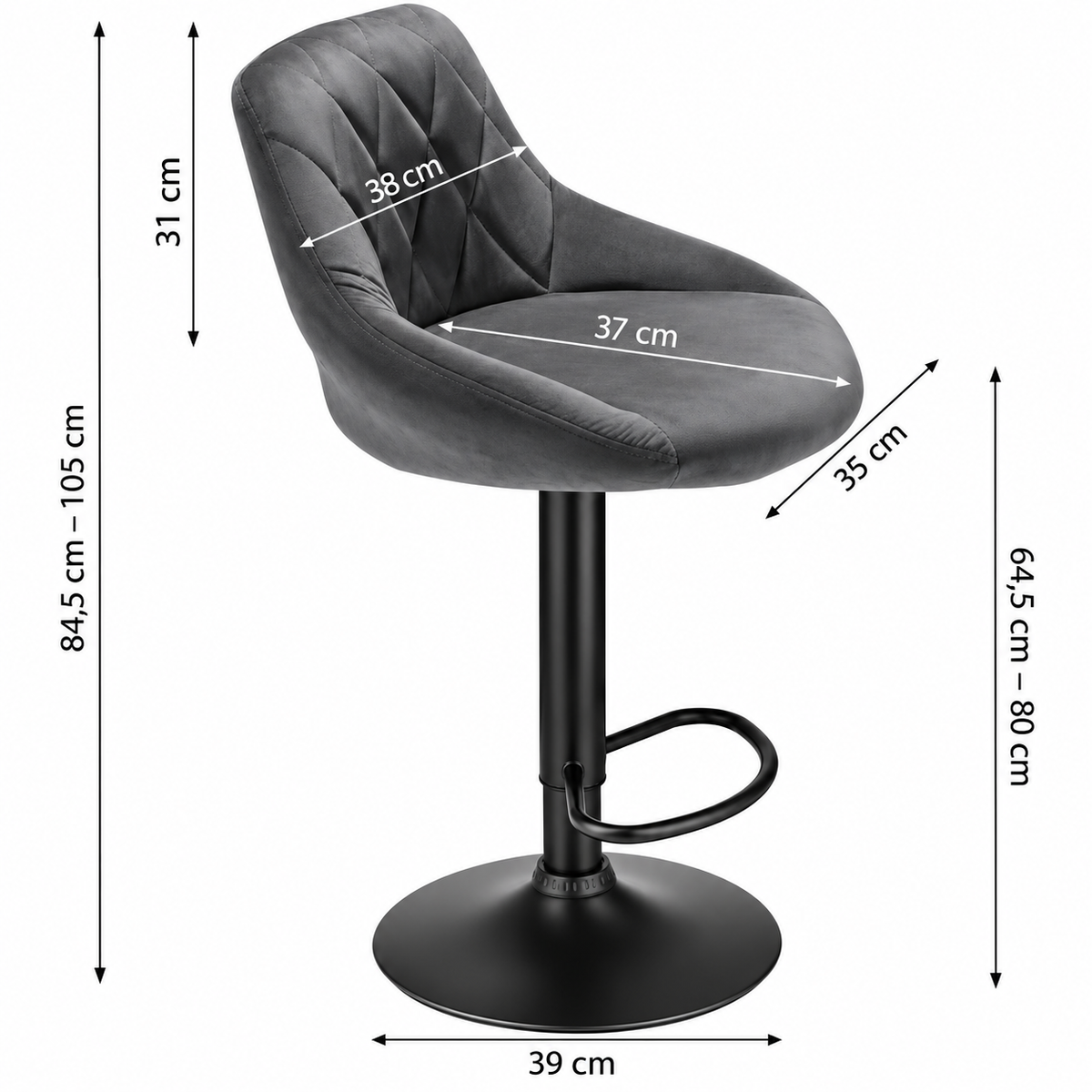 Tabouret de Bar Velours Gris – Zorvane