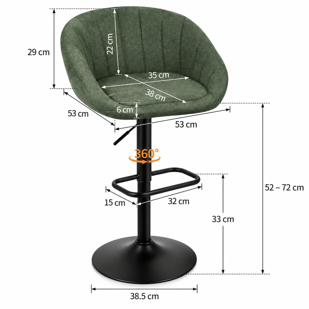Tabouret de Bar Tissu Vert – Olvério