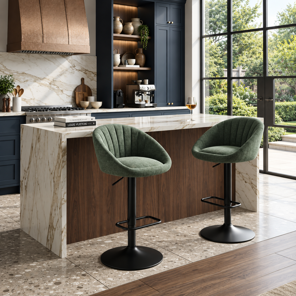 Tabouret de Bar Tissu Vert – Olvério
