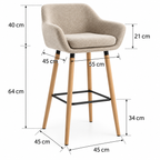 Tabouret de Bar Tissu Beige & Bois – Arvélia