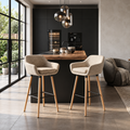 Tabouret de Bar Tissu Beige & Bois – Arvélia