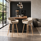 Tabouret de Bar Tissu Beige & Bois – Arvélia