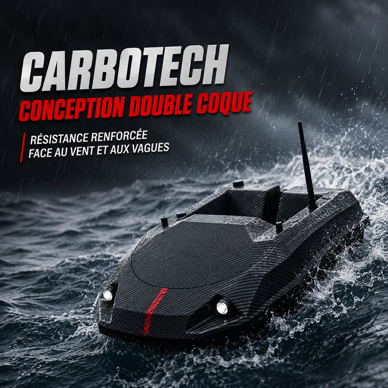Bateau Amorceur CarbonTech™ – 600 Mètres de Portée