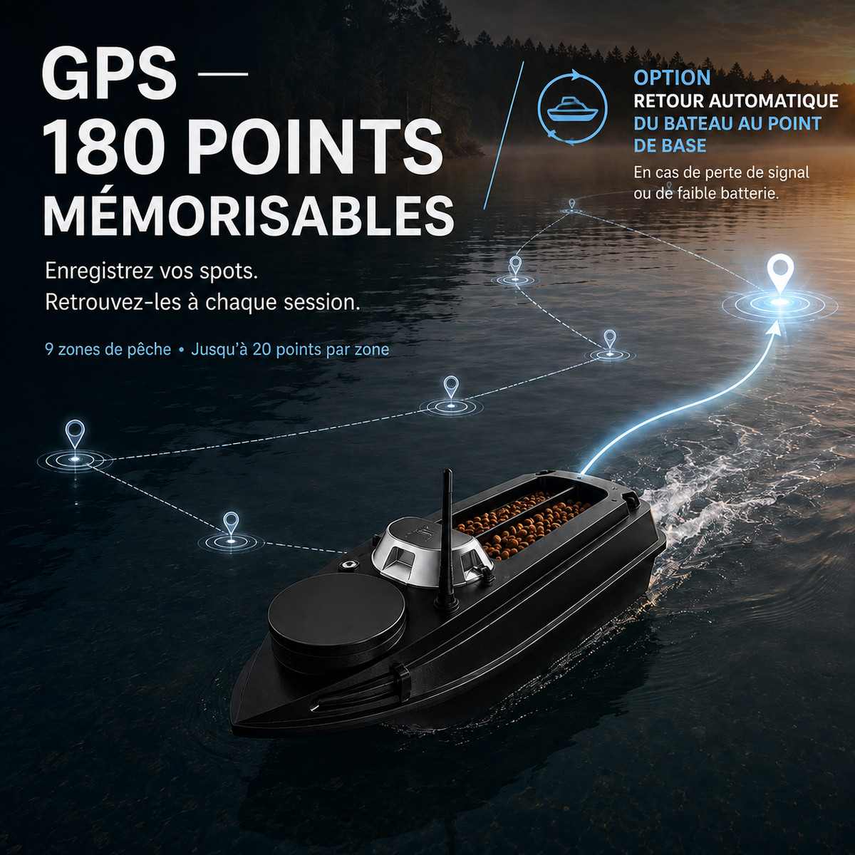 Bateau Amorceur GPS & Sonar à Poissons — 800 mètres de portée