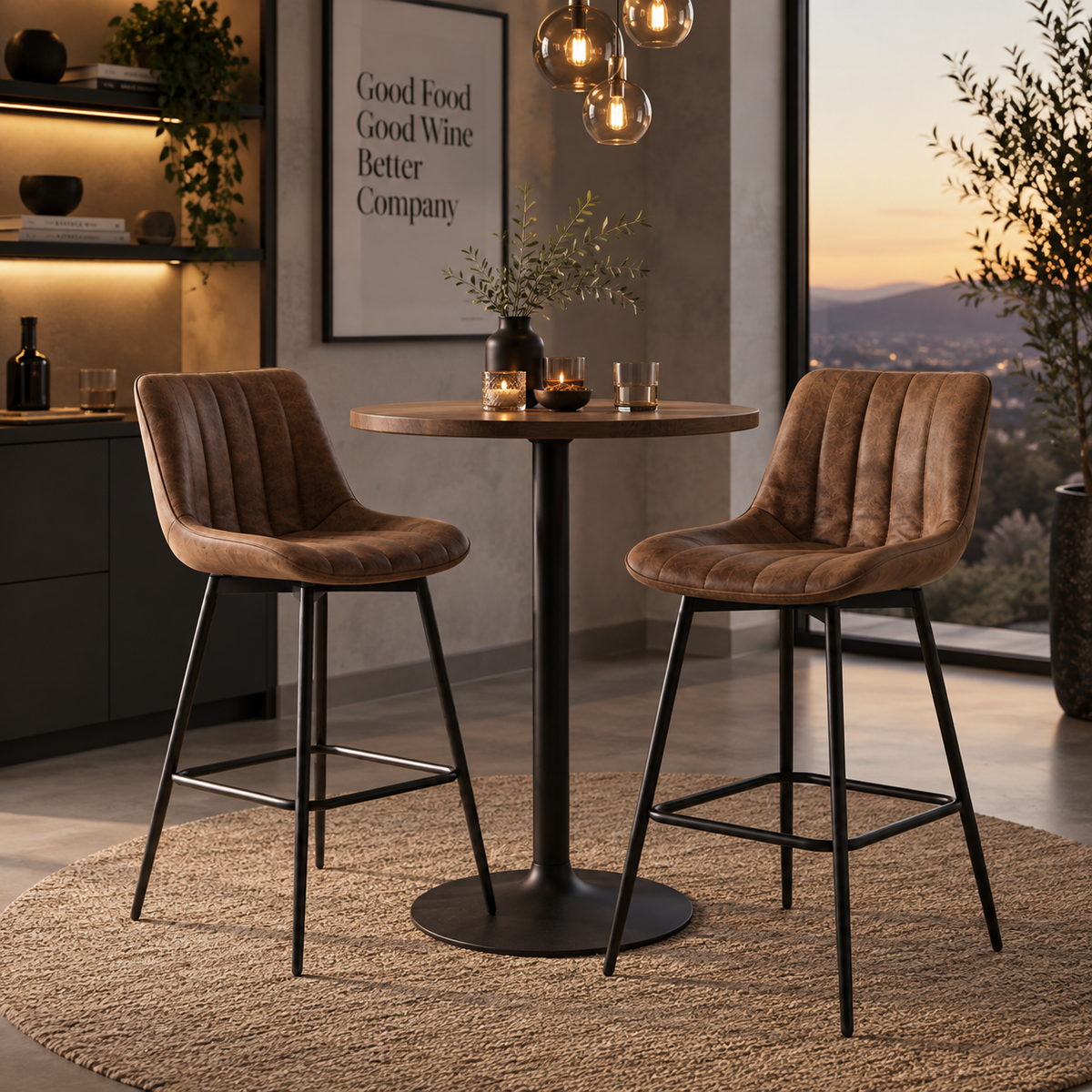 Tabouret de Bar Simili Cuir Marron – Chester