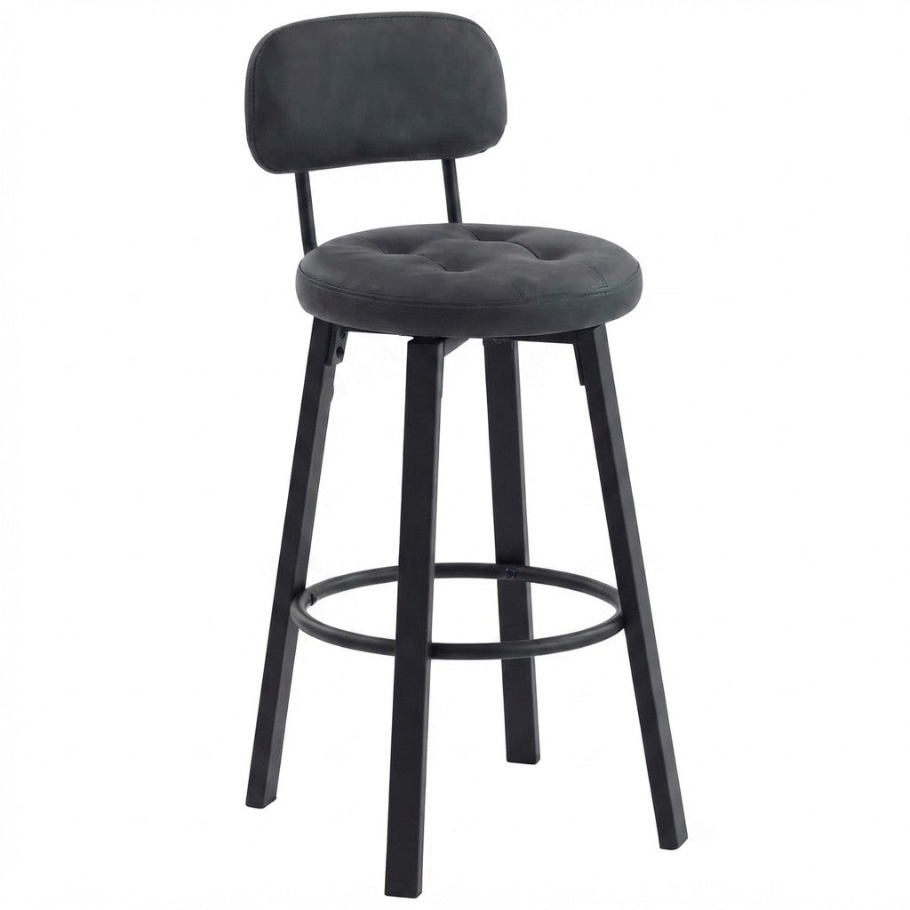 Tabouret de Bar Simili Cuir Pivotant - Milton Gris Foncé
