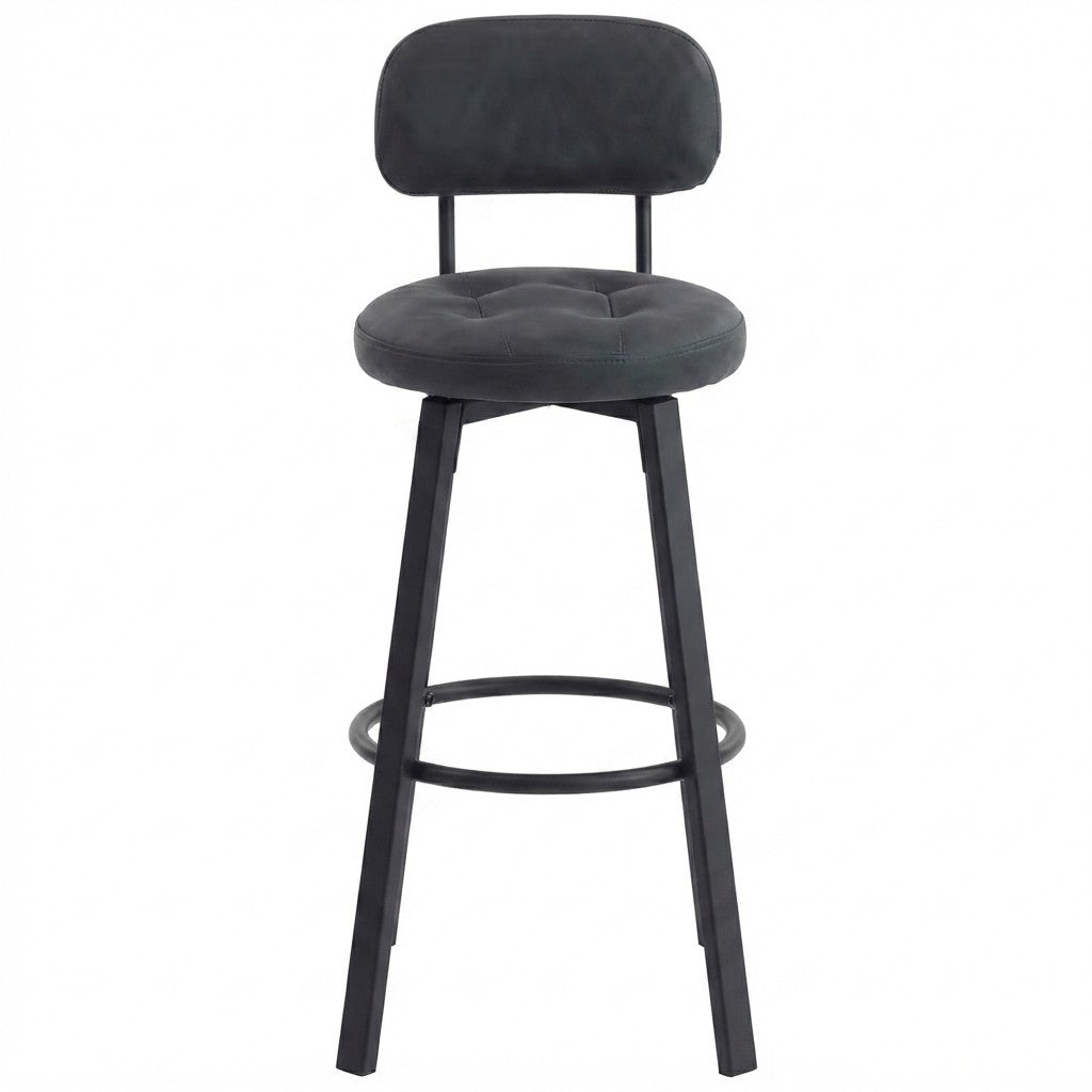 Tabouret de Bar Simili Cuir Pivotant - Milton Gris Foncé