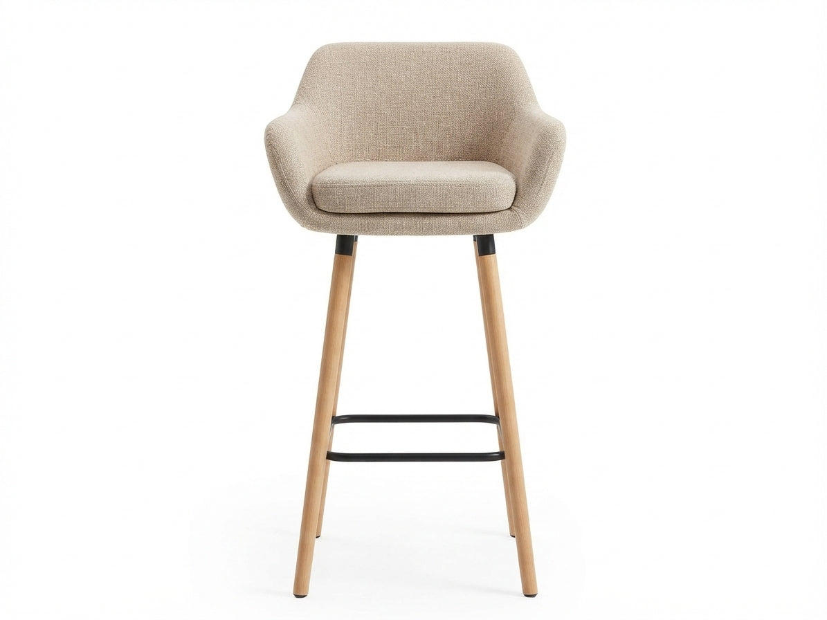 Tabouret de Bar Tissu Beige & Bois – Arvélia