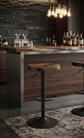 Tabouret de Bar Bois d’Orme Réglable – Riga