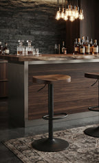 Tabouret de Bar Bois d’Orme Réglable – Riga