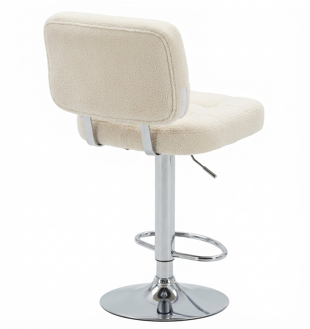 Tabouret de Bar Bouclette Beige Capitonné – Norello