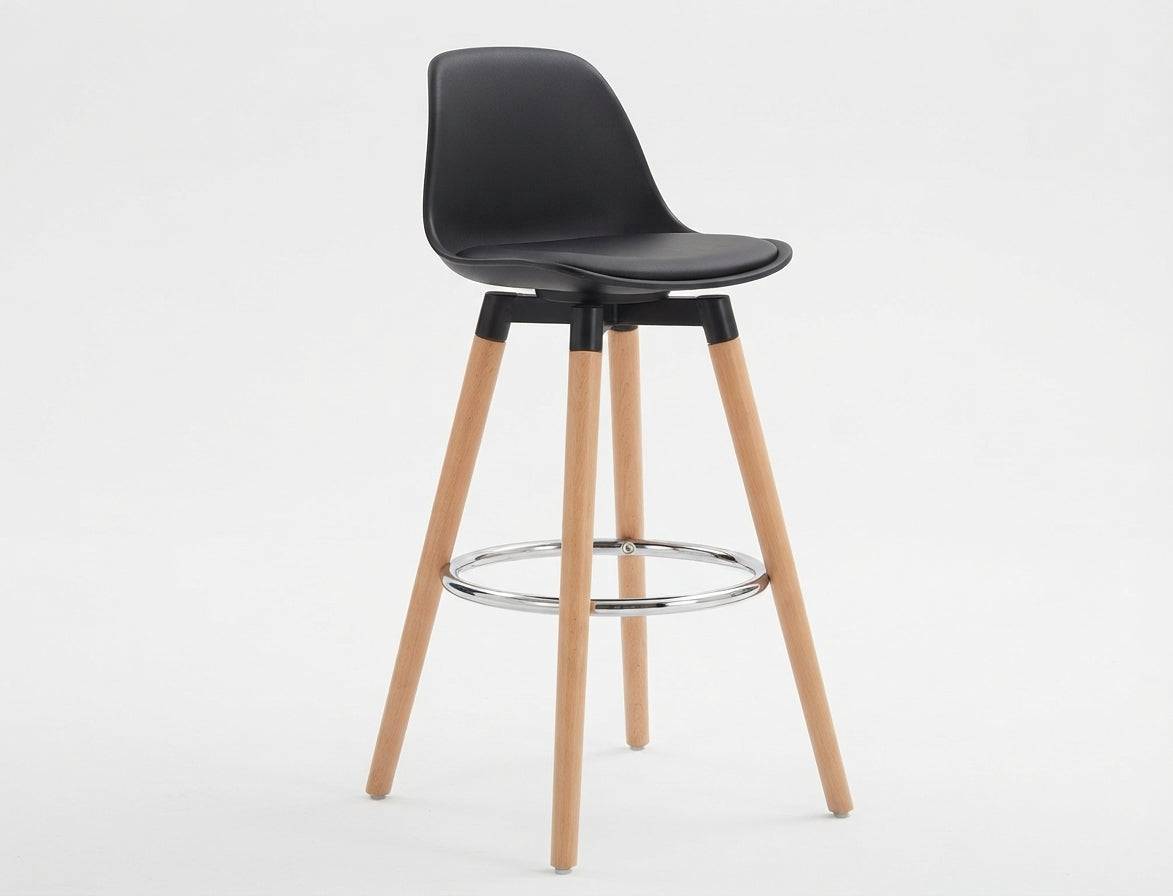 Tabouret de Bar Bois & Assise Noire – Maïko