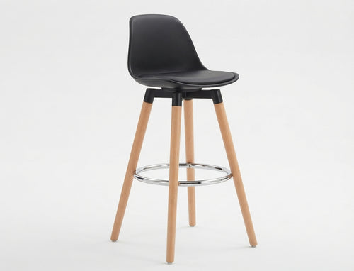 Tabouret de Bar Bois & Assise Noire – Maïko