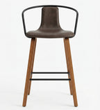Tabouret de Bar en Bois et Simili Cuir Marron – Porto