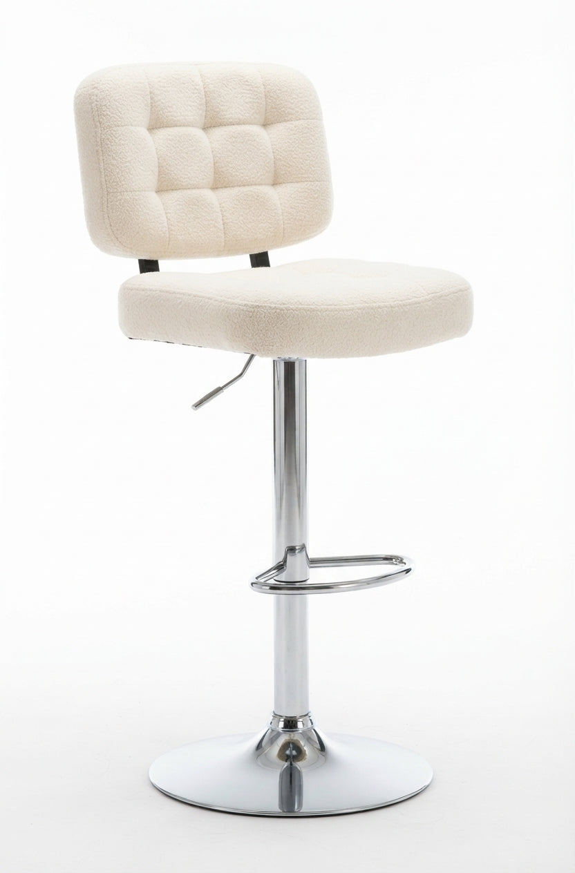 Tabouret de Bar Bouclette Beige Capitonné – Norello
