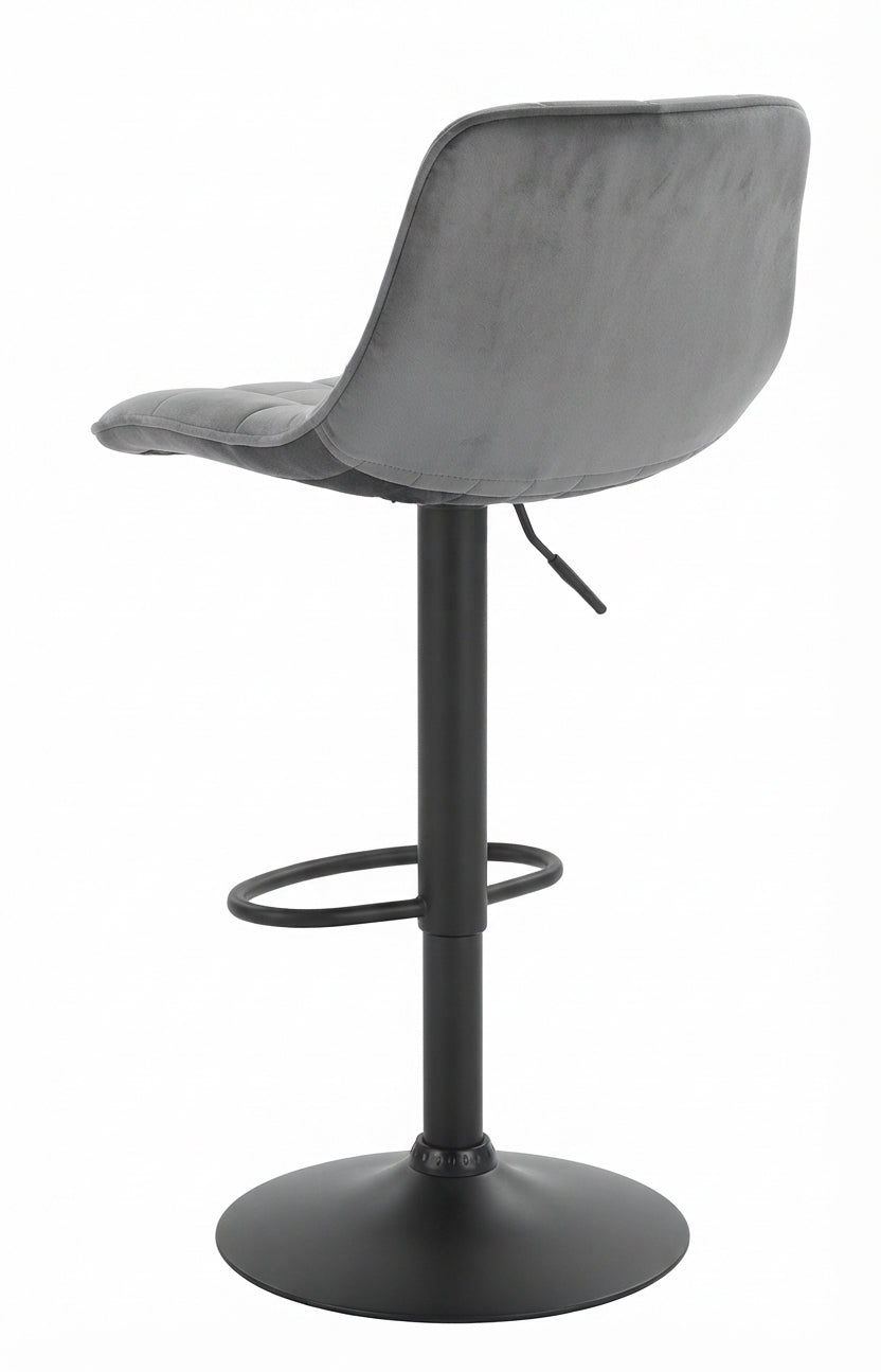 Tabouret de Bar Velours Gris Capitonné – Avelio