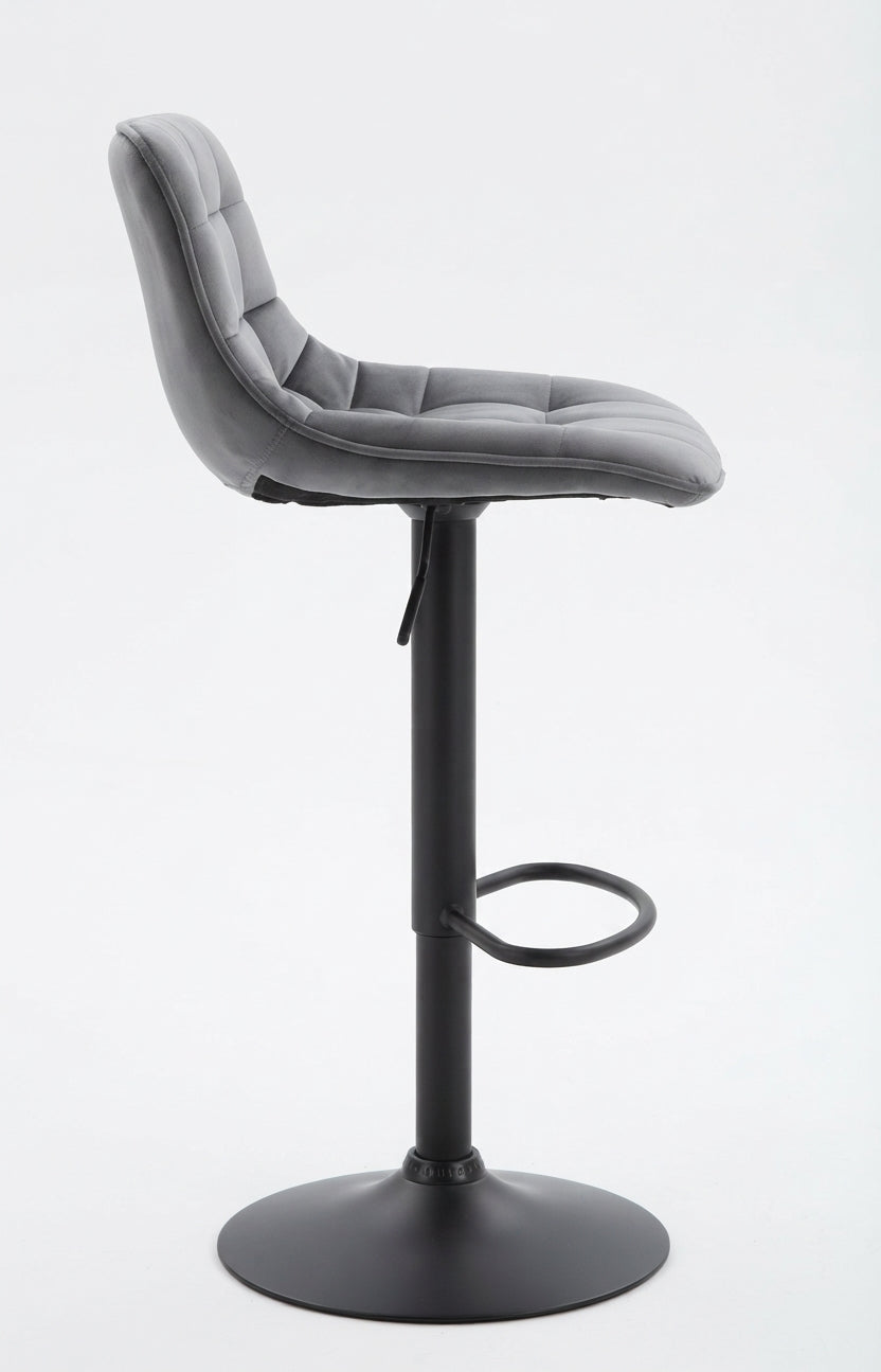 Tabouret de Bar Velours Gris Capitonné – Avelio