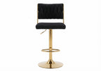 Tabouret de Bar Velours Noir & Doré – Aurelio