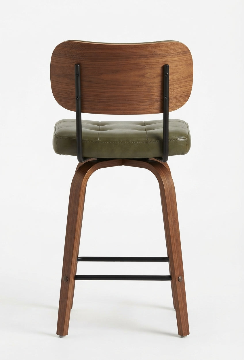 Tabouret de Bar en Bois et Simili Cuir Vert – Malmö