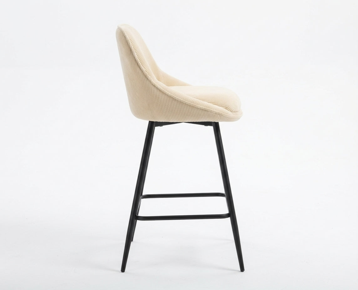 Tabouret de Bar Velours Côtelé Beige – Mavero