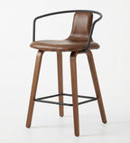 Tabouret de Bar en Bois et Simili Cuir Marron – Porto