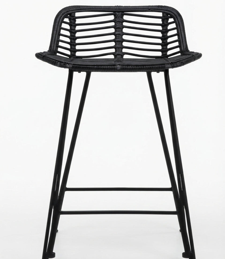 Tabouret de Bar Rotin Noir – Kaïro