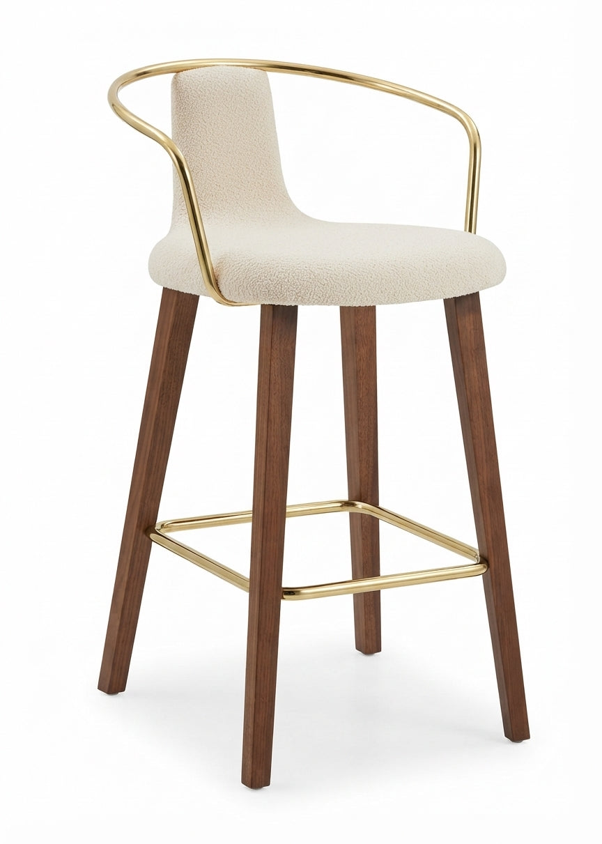 Tabouret de Bar Tissu Crème & Bois – Amalfi