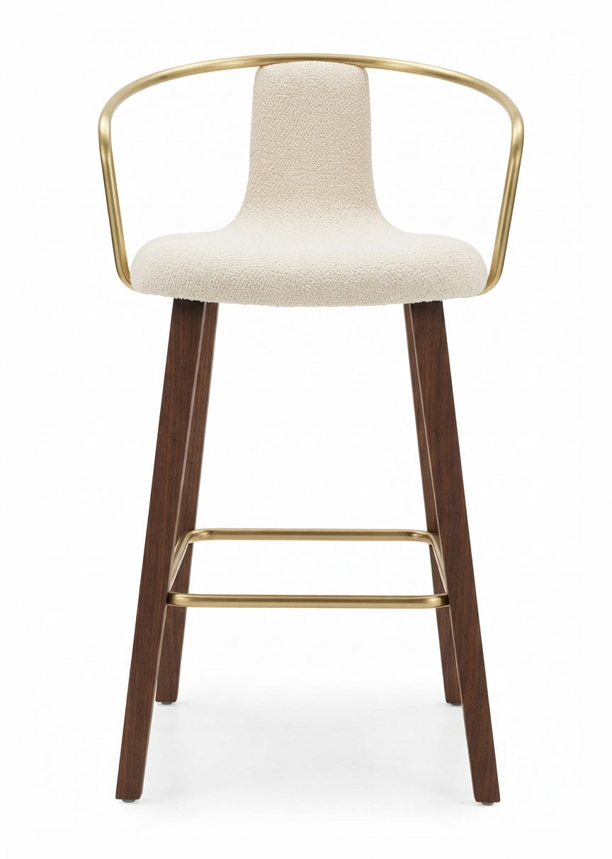Tabouret de Bar Tissu Crème & Bois – Amalfi