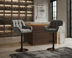Tabouret de Bar Tissu Gris avec Accoudoirs – Calenzo