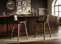Tabouret de Bar en Bois et Simili Cuir Marron – Porto