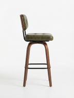 Tabouret de Bar en Bois et Simili Cuir Vert – Malmö