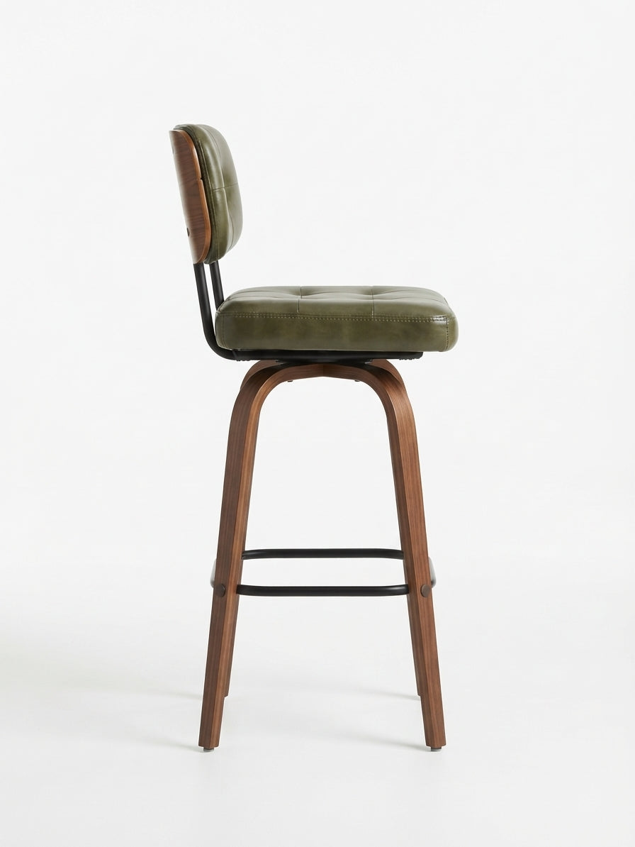 Tabouret de Bar en Bois et Simili Cuir Vert – Malmö