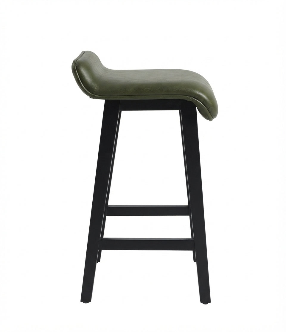 Tabouret de Bar Simili Cuir Vert & Bois – Orvieto