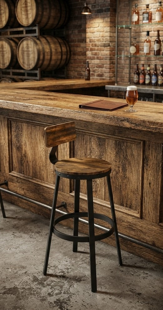 Tabouret de Bar en Bois et Métal – Sheffield